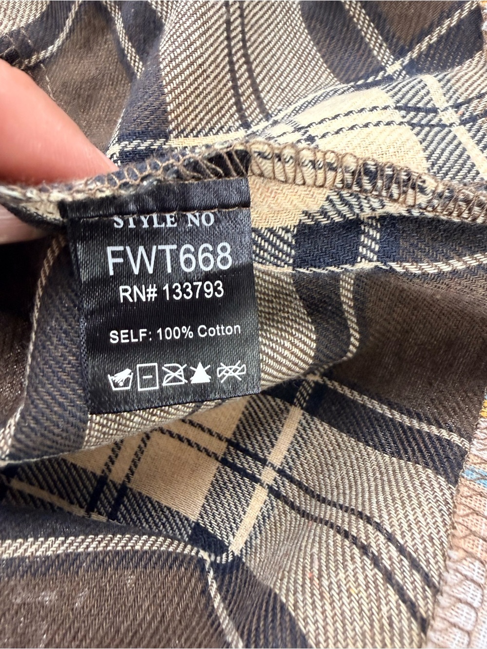 POL Patchwork Plaid Distressed Flannel Shirt Shacket Boho Grunge Size S - Picture 6 of 8